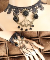 Collier Victorien Dentelle Gothique+ Bracelet Country Mariage Sexy Fashion